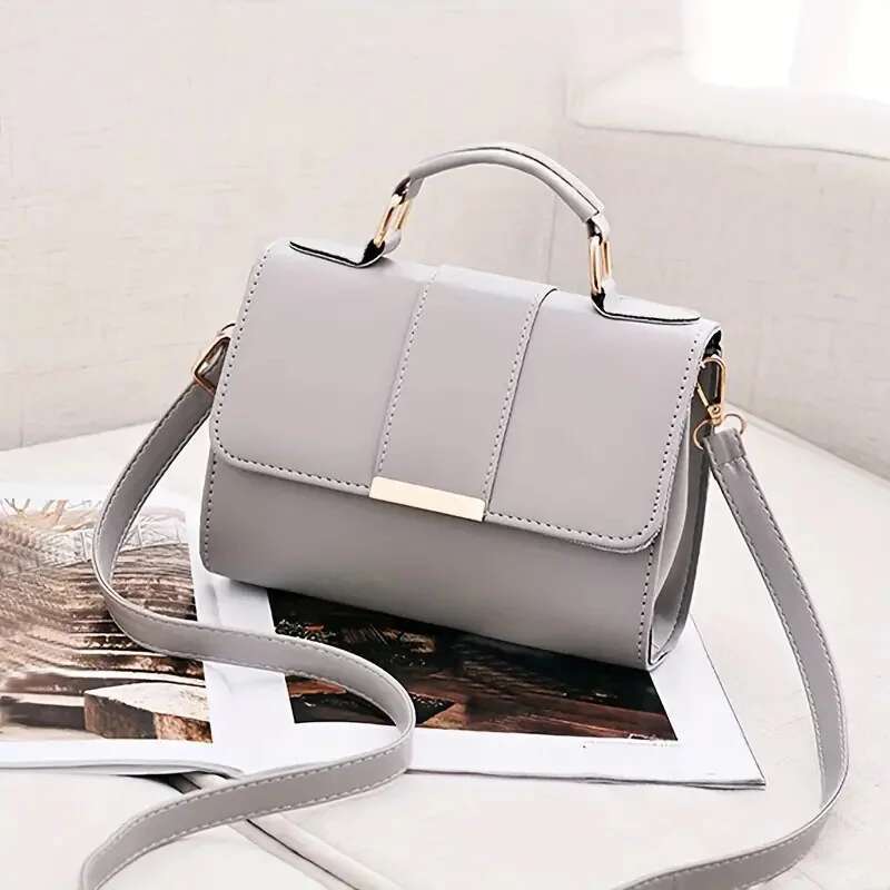 Simple Design Small Top-Handle Bags Women, Pu Leather Casual Square Crossbody Shoulder Bag For Daily Used
