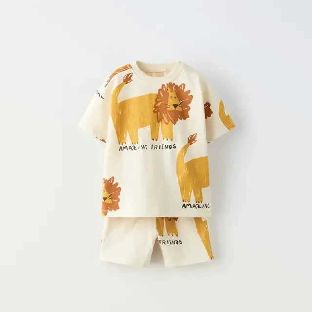 Kids Set Printed Childrens Clothes T-shirt Shorts 2pc/set Toddler Boys Short Sleeved Suit Kids Tracksuits W250218