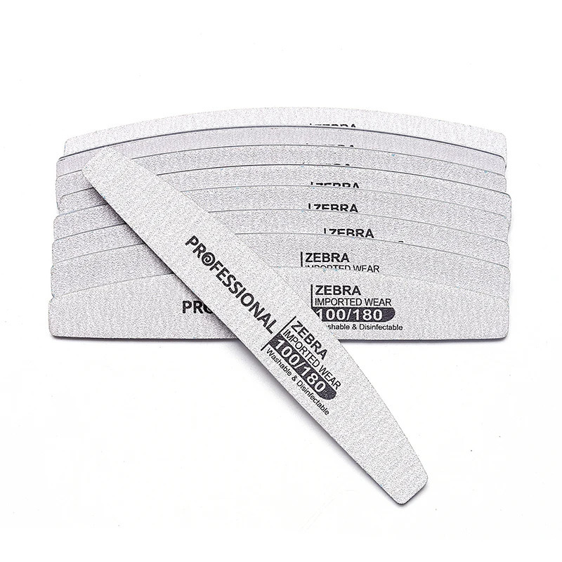 50Pcs Halfmoon Nails File Professional Reusable 100/180 Grit Buffer Files Double Sides Washable Sanding Nail Files For Manicure 250214