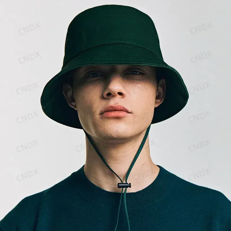 Big Head Bucket Hat 60-63cm Large Size Men Chin Strap Summer Cotton Sun Hat UPF50 Windproof Wide Brim Outdoor Cap Women 54-57cm 250218