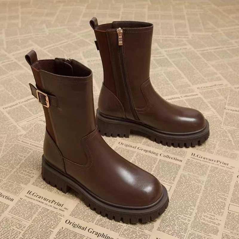 Women Ankle Boots Thick Heels Mature Fi Ccise Genuine Leather Shoes Woman Working Outdoor Casual New Luxury Brand WomanXJ250217