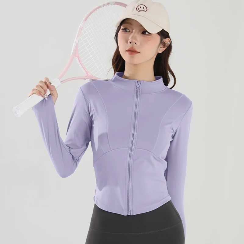Active Shirts Tees Women Sports Jacket Zip Shirt Workout Running Coats Gym Long Slve Top Slim Tight Coat Gym Workout Top Jacket H25218