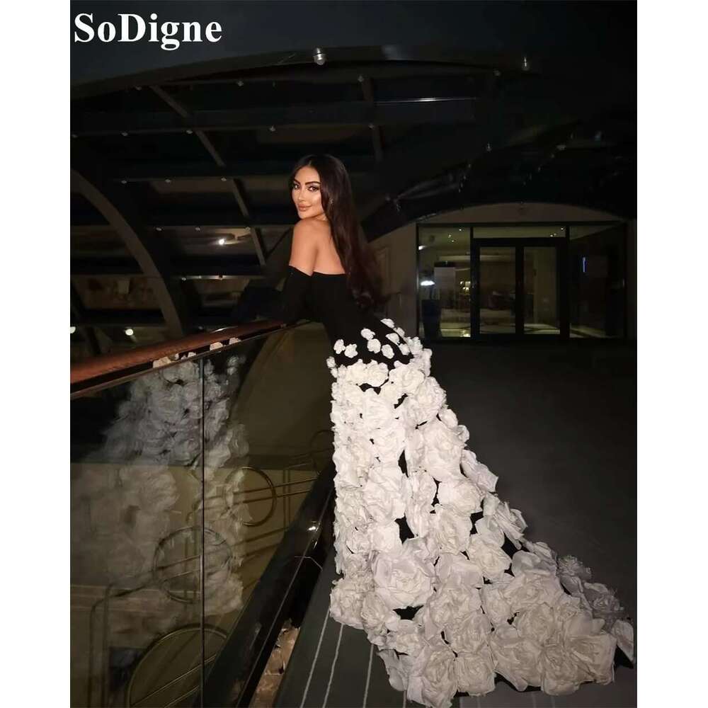 Chic Sodigne Black Veet Evening Dresses Mermaid Strapless D Wers Long Party Dress Arabic Women Prom Gowns Customized ress