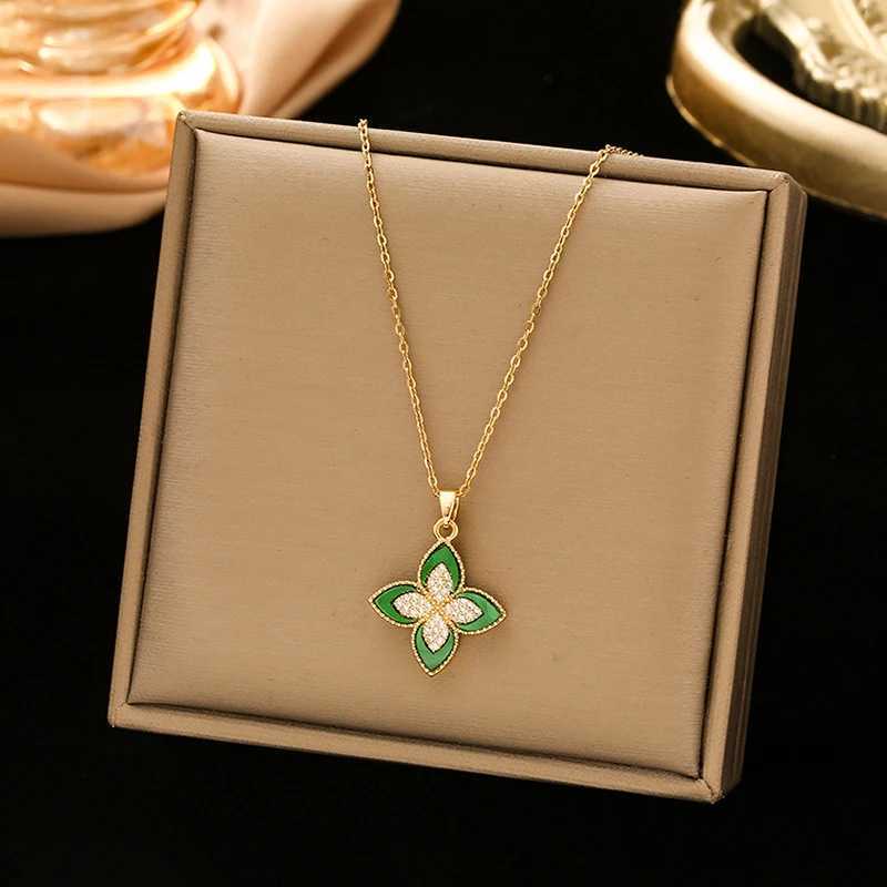 Pendant Necklaces Simple Temperament Lucky Clover Necklace For Women Girls Sweet Versatile Four Leaf Flower Clavicle Chain Jewelry Accessories H250217