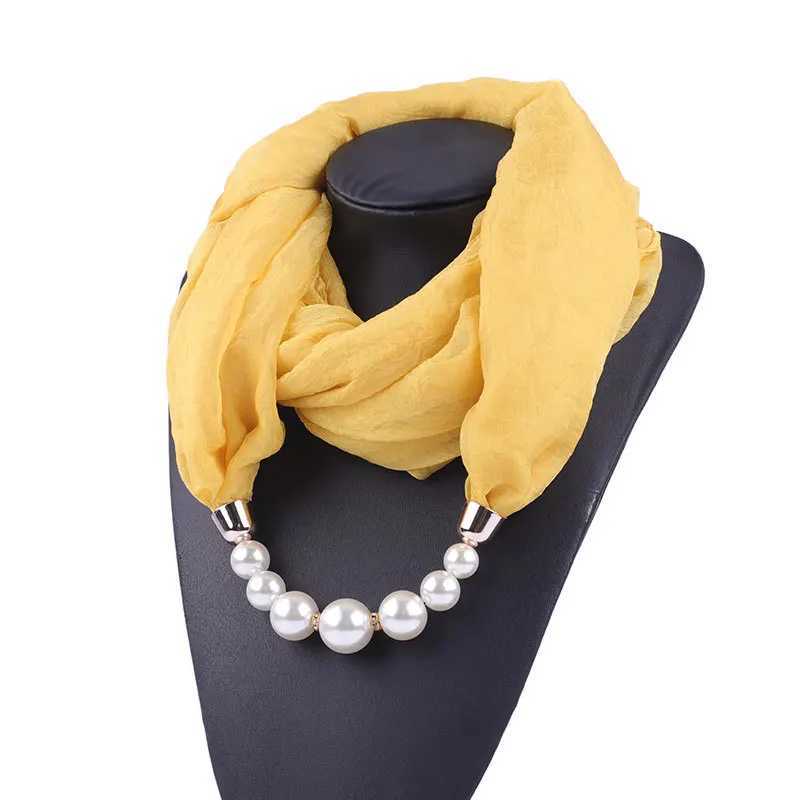 Solid color Jewelry Statement Necklace Pendant Scarf Women Neckerchief Foulard Femme Accories Hijab W250218