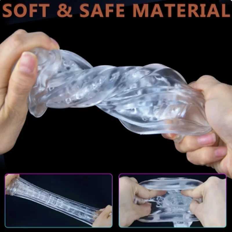 Men Vibrator G Spot Orgasm Massage Pocket Soft Pussy Male Masturbator Cup Transparent Endurance Exercise Vacuum Cup Sex Toys W250218