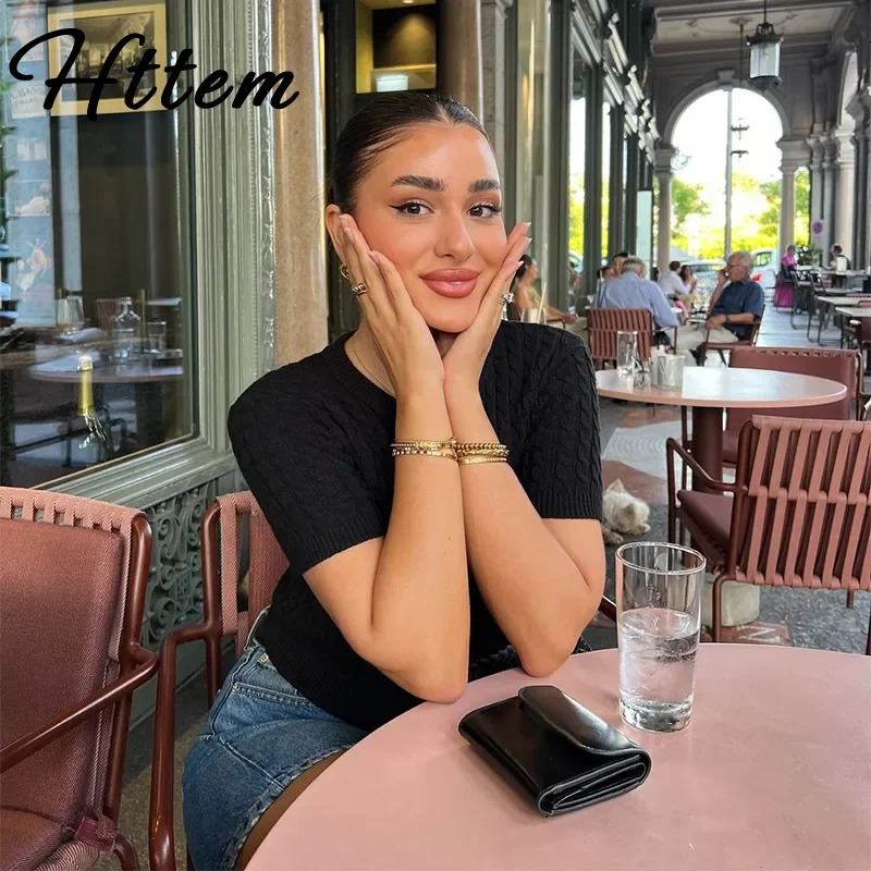 Elegant Knitted Single Breasted Cardigan Women Casual Oneck Short Sleeve Sweater Spring Allmatch Lady Knitwear 250211