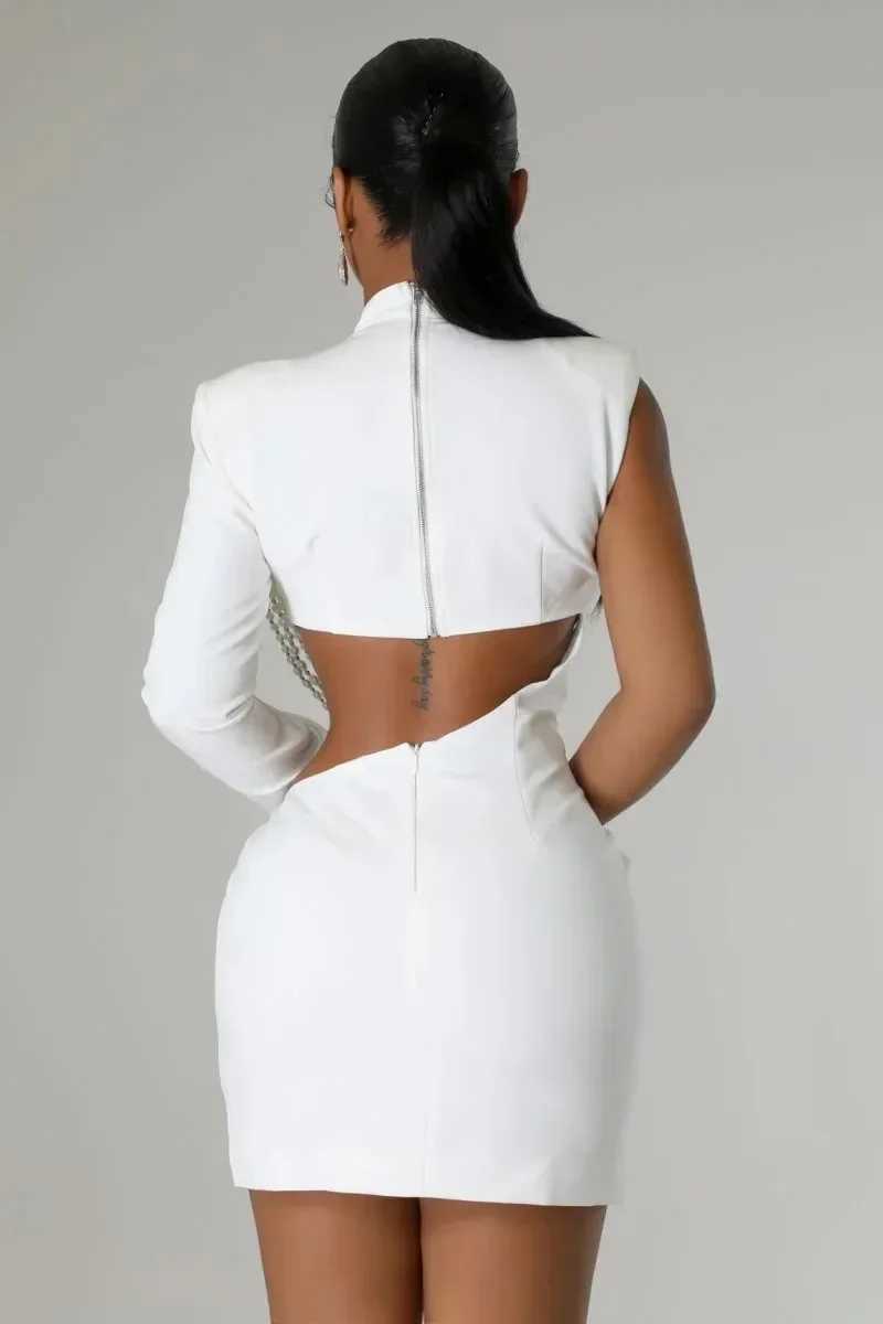 Basic Casual Dresses Women Full Slve Elegant O-neck Mini Dress 2025 Summer Pearl String Sexy Strt Night Club Party Vestidos Dresses H25217