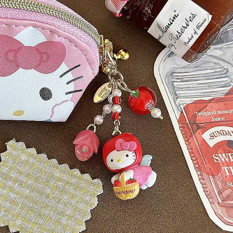 Keychains Lanyards Kawaii Anime Kitty Cat Keychain Cute Animals Toys Doll Pendant Keyring Key Buckle Backpack Charm Ornament Accessories Girls Gift H2