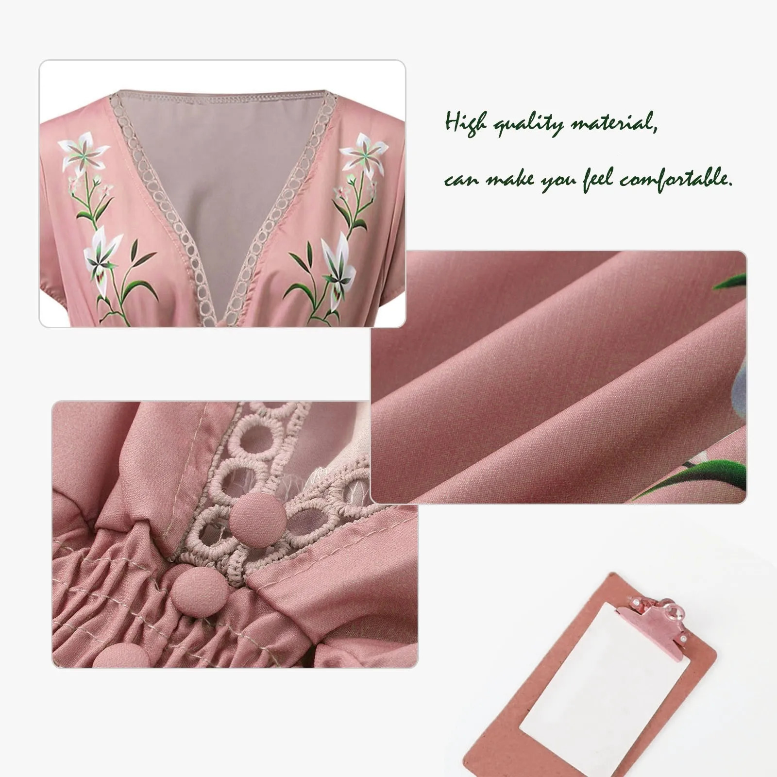 Bohemian beach dress womens pleated V-neck floral retro high waisted A-line long sleeved lace jacquard Maxi Sundress 250213