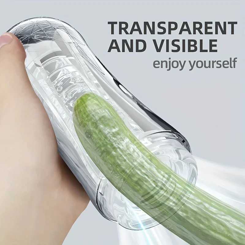 Men Vibrator G Spot Orgasm Massage Pocket Soft Pussy Male Masturbator Cup Transparent Endurance Exercise Vacuum Cup Sex Toys W250218