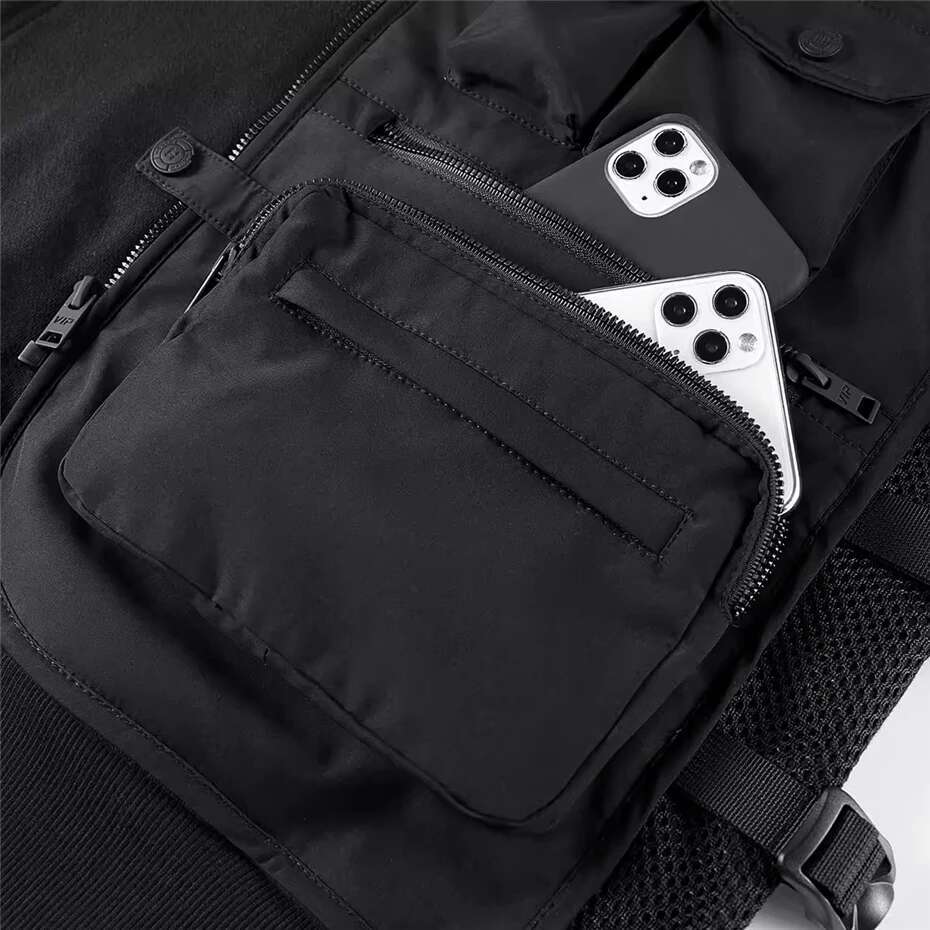 Black Techwear Men Streetwear Patchwork Cargo Hoodies Spring Autumn Pullover Male Function Design Hooded Sweatshirt