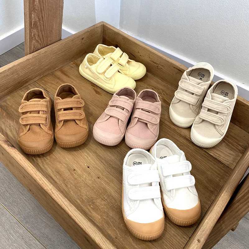 Unisex 2023 New All-match Child Girl Sneakers Flat Heel Children Shoes for Kids Boys Pupils Button Canvas Baby Shoes Kids Z250217