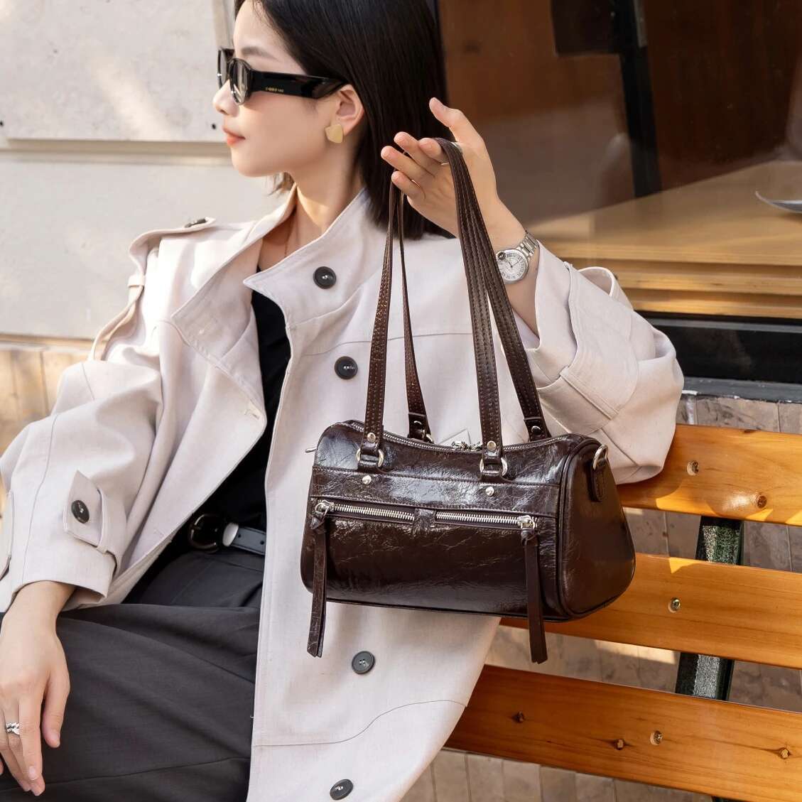 YANATARI Genuine Leather Woman Shoulder Handbags Ladies Designer Minimalism Underarm Fashion Bag