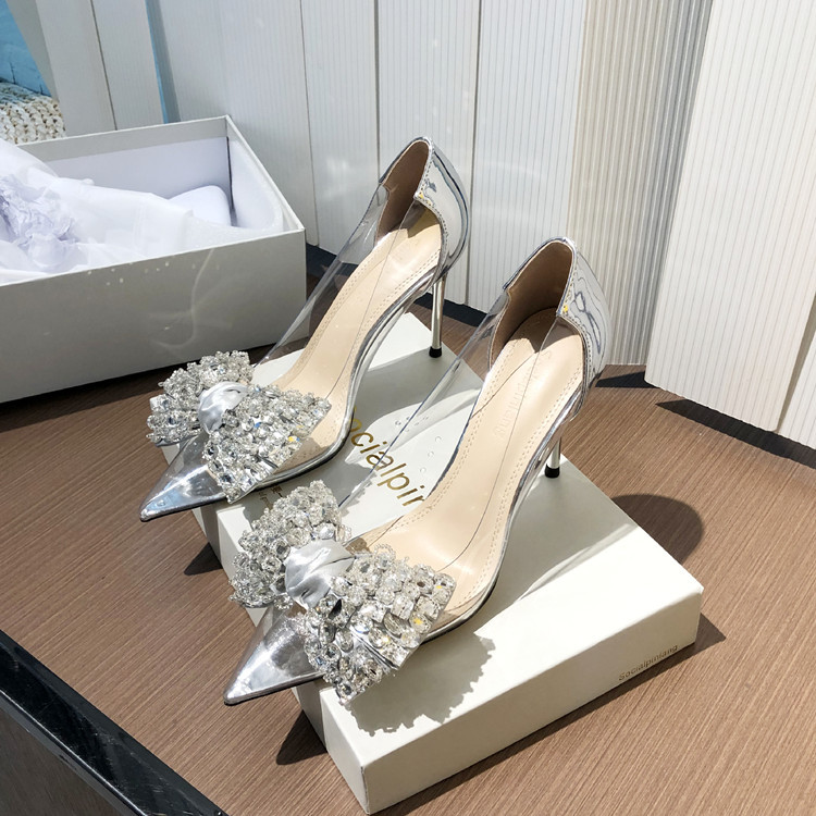 High heels sandals womens women slippers slides pointed rhinestone butterfly tie toe casual shoes sandal 2025