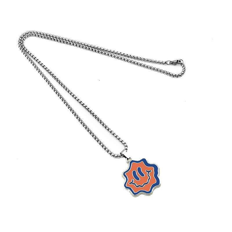 Wave Smig Face Titanium Steel Necklace Hip Hop Pendant Popular Ornaments Funny Childlike Couples Male and Female INS Street Accessories