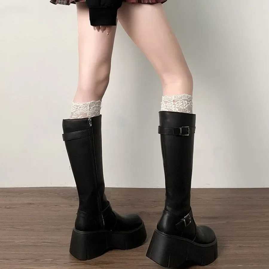 2024 Spring and Autumn Comfortable Waterproof Platform Beautiful Casual Boots Fairy Style Knight Boots Editi Anti slip BootsXJ250217