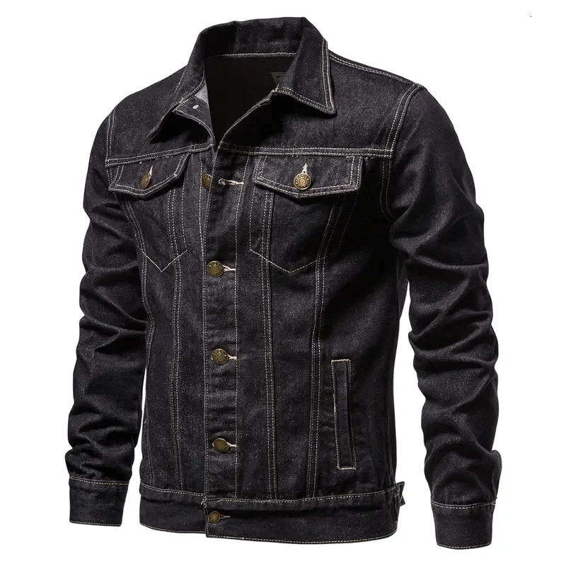 Denim Jacket Men Fashion Motorcycle Jeans Jackets Mens Causal Oversized Cotton Casual Black Blue Man Outerwear Coat 250210