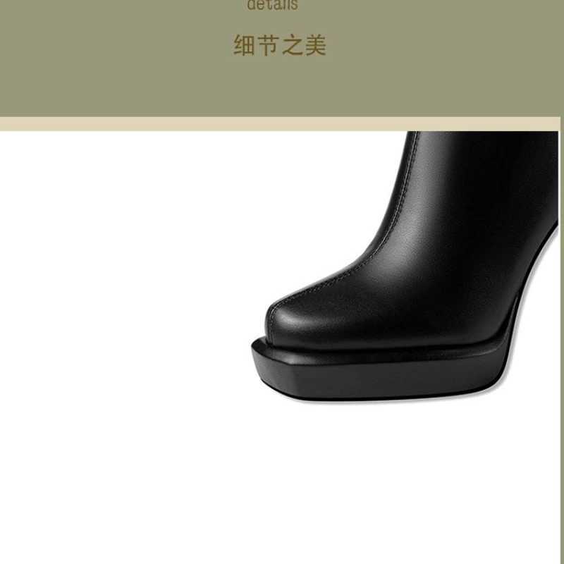 High Appearance Level Thick Sole Thick Heel Square Head Fi All-mah Comfortable N-slip Breathable Womens Ankle BootsXJ250217
