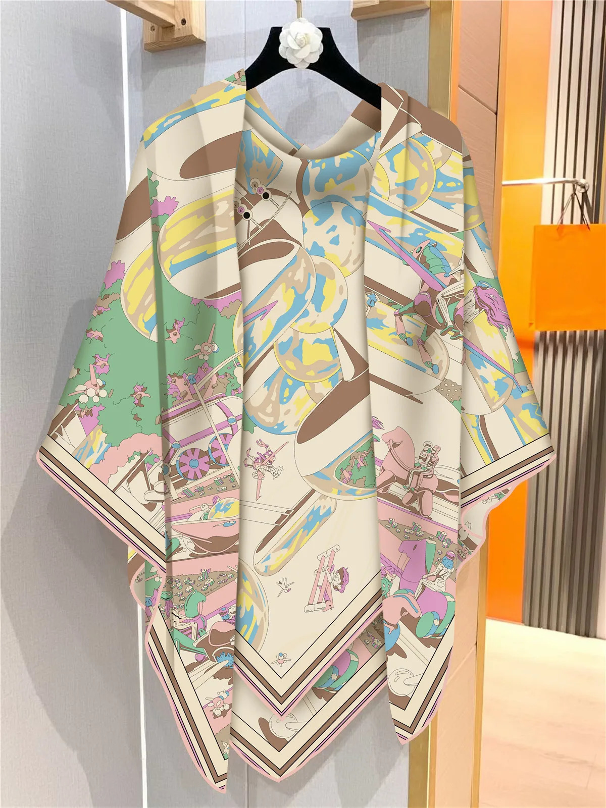 130cm Keep Warm Winter Silk Cashmere Scarf Women Square Scarf Shawl Locomotion Print Pashmina Fashion Hijab Bandana 250213