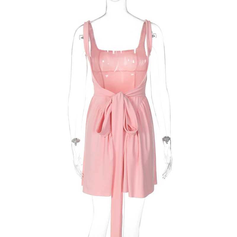Basic Casual Dresses Lygens Slveless Backless Bow Corset Pleated Short Women Dress Evening Summer Casual Wholesale Casual Elegant Party Y2K Clothes H2