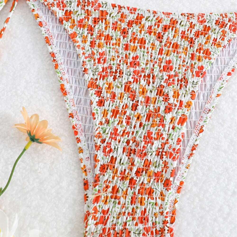 New Women's Sexy Bikini Fresh Small Floral Tie Fashion Split Two-piece Beach Swimsuit Designer Swimsuit Women Designer Swim Designer Bikini New P