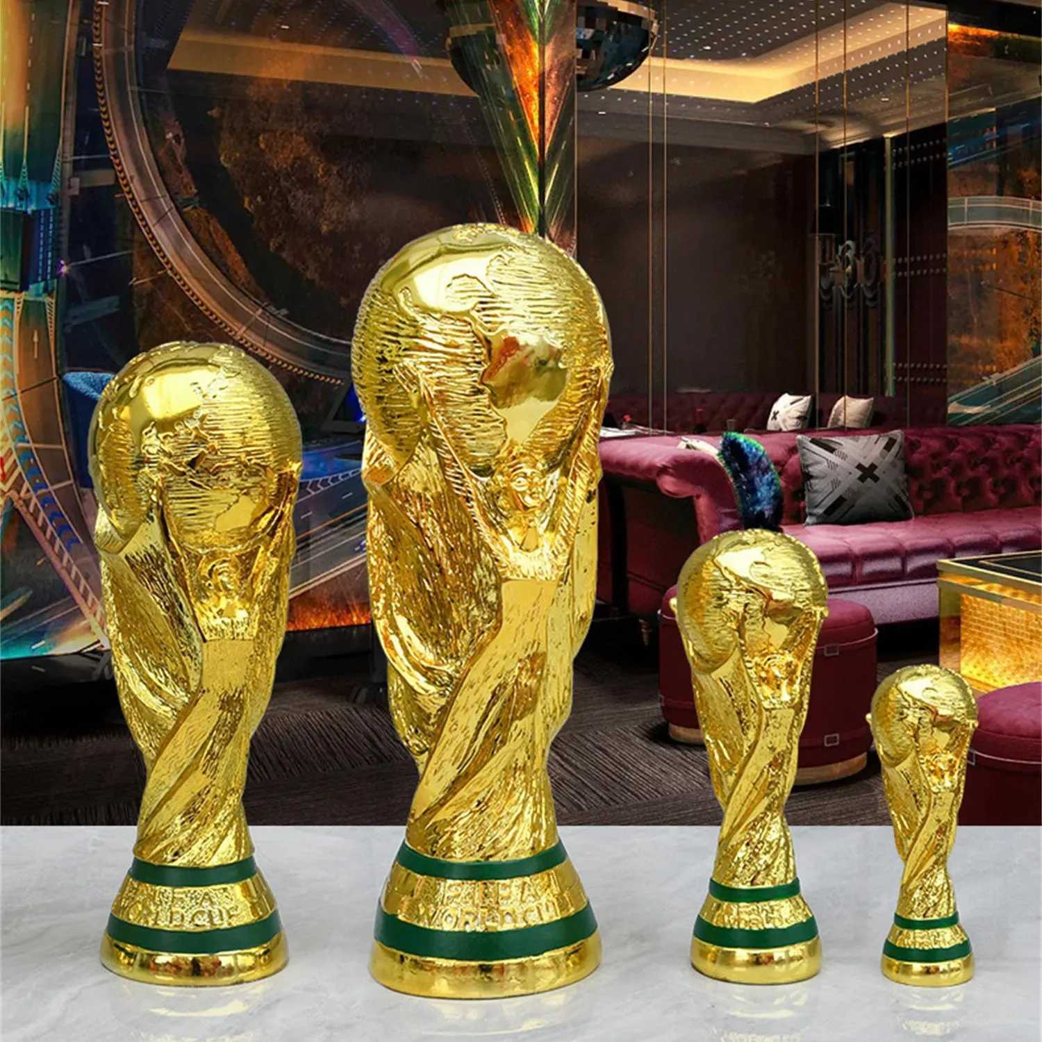Golden Resin Football Trophy s Soccer Trophies Resin Ornament 2024 New Football Fan Gift Home Office Decoration Craft W250217