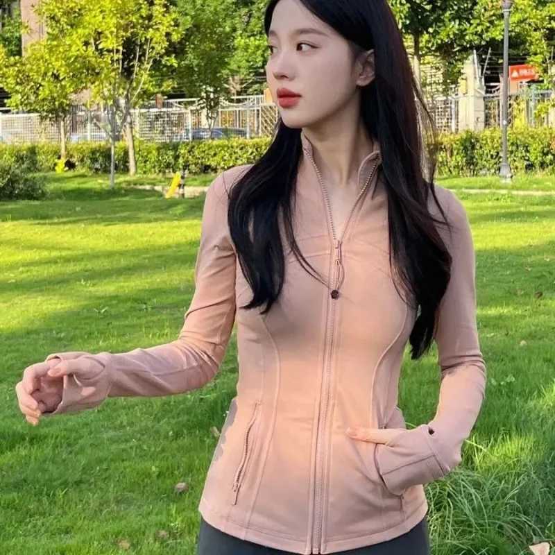 Active Shirts Tees Women sport jacket fashion tight-fitting sportswear coat training running gym solid color cardigan jacket H25218