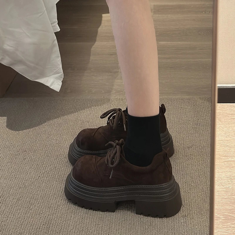 er Vintage Women Mary Jane Shoes Fashion Lace Up 2025 Spring Autumn Platform Single Shoes 250122