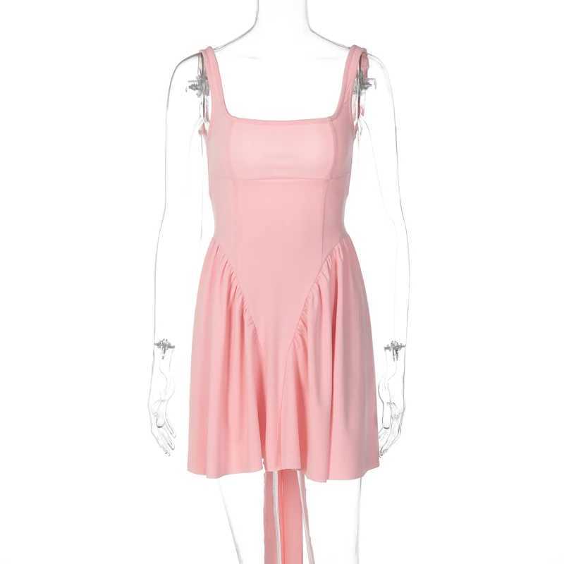 Basic Casual Dresses Lygens Slveless Backless Bow Corset Pleated Short Women Dress Evening Summer Casual Wholesale Casual Elegant Party Y2K Clothes H2