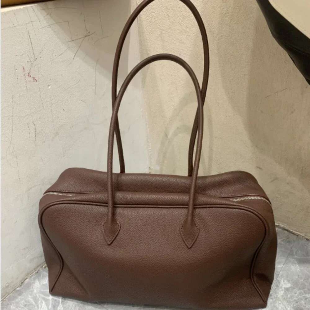 New Design Matte Coffee Color Toast Shape Bowg Tote Real Suede Leather Women Long Handle Handbag Wear-Resistant