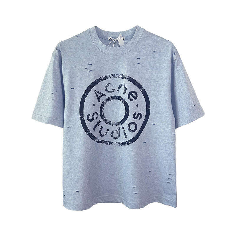American high street summer washed distressed letter printed short sleeved loose casual unisex T-shirt