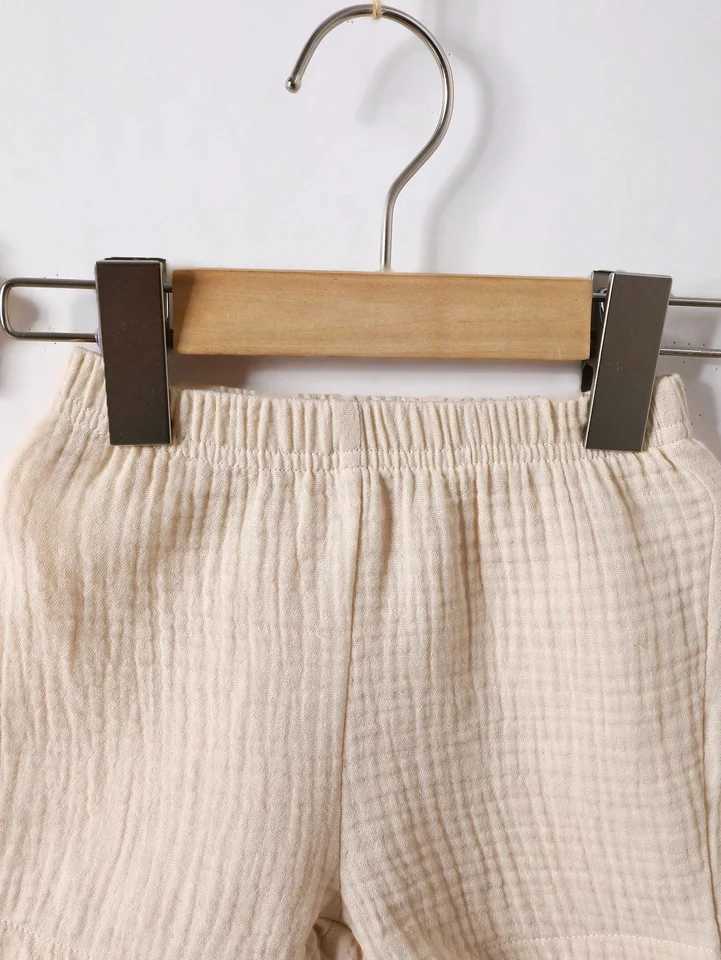 Summer Baby Boy Wrinkled Quarter Button Top Shorts Sets W250218