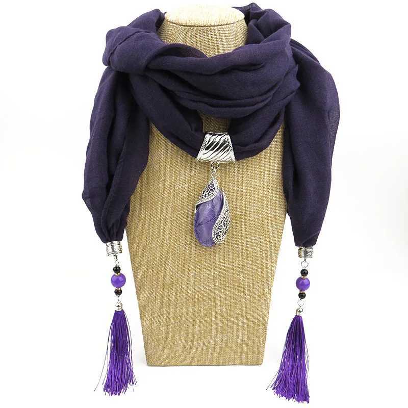 Cotton Linen Women Pendant Jewelry Scarf Fringed Long Solid Color Tassel Necklace Scarves Wr s For Women W250218
