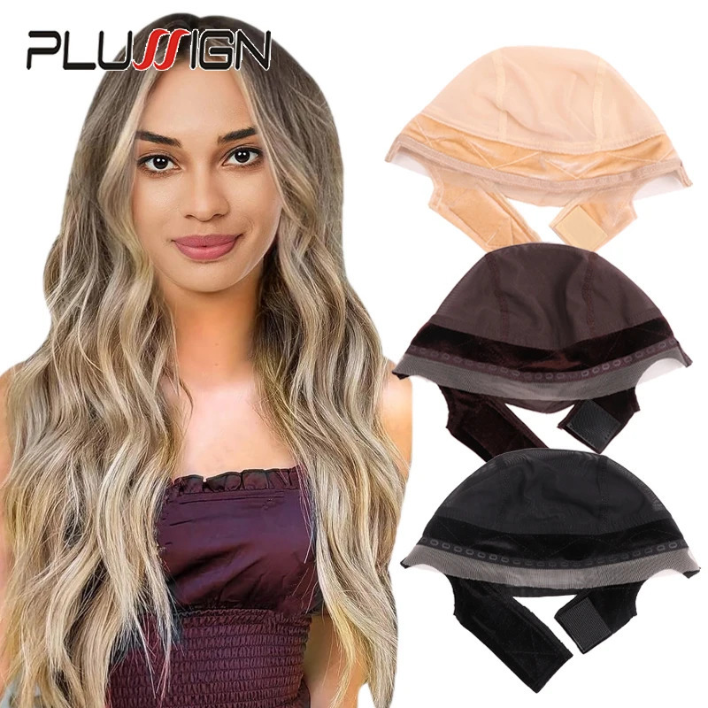 Plussign Wig Grip Cap With Ear-Cutouts For Keeping Wigs In Place Brown Lace Wig Cap With Grip Band For Wearing Glueless Wig 1Pcs 250214