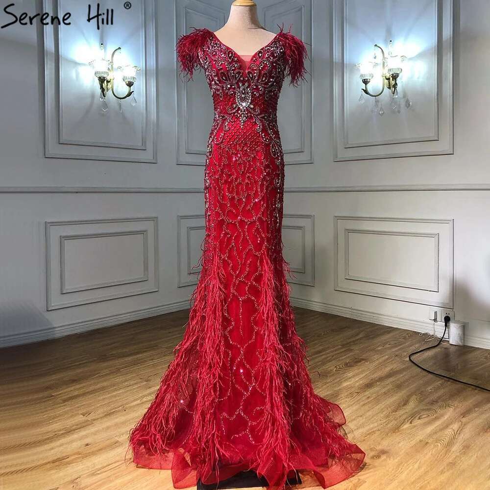 Dia Nude Feathers Sleeveless Sexy Mermaid Evening Dresses Formal Gown Elegant Customize BLA