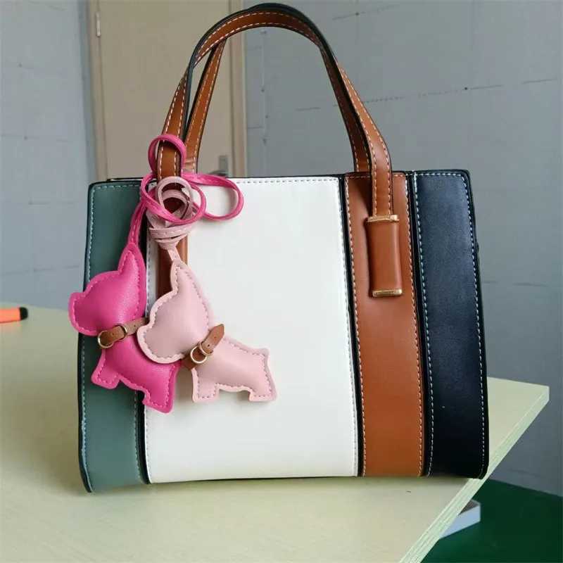 Keychains Lanyards New Super Fierce Bulldog Ornament PU Leather Dog Bag Parts Car Keychain Backpack Decoration Key Chains for Women H250217