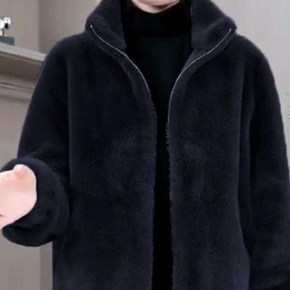 Thicken Warm Flannel Short Women's Autumn/Winter New Integrated Petite Mom Stylish Fur Overcoat Square Collar Jacket