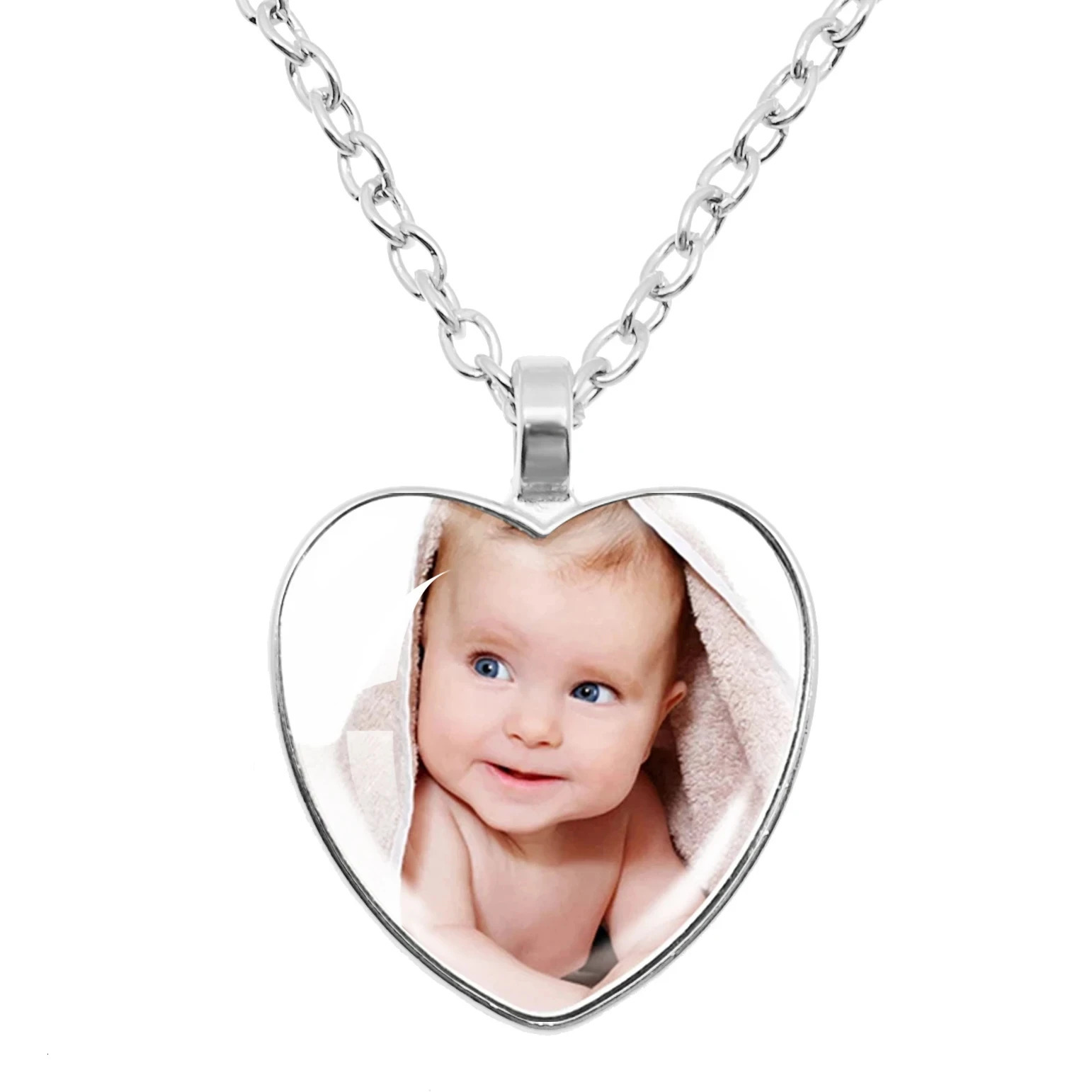 Personalized Custom Heart Shape Necklace Po Mom Dad Baby Children Grandpa Parents Gift For Family Anniversary 250210