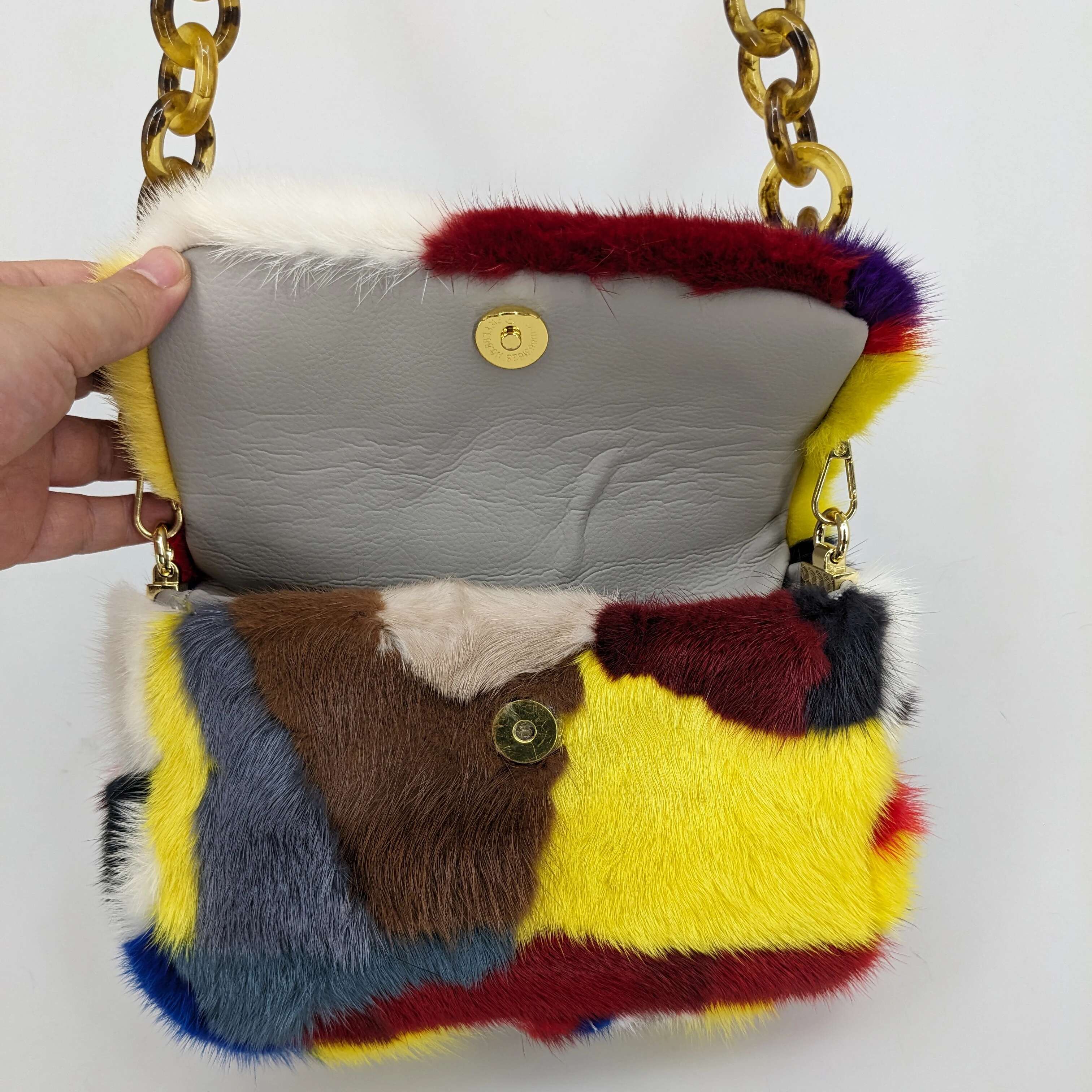 real mink fur multicolour for women Shoulder Crossbody bag