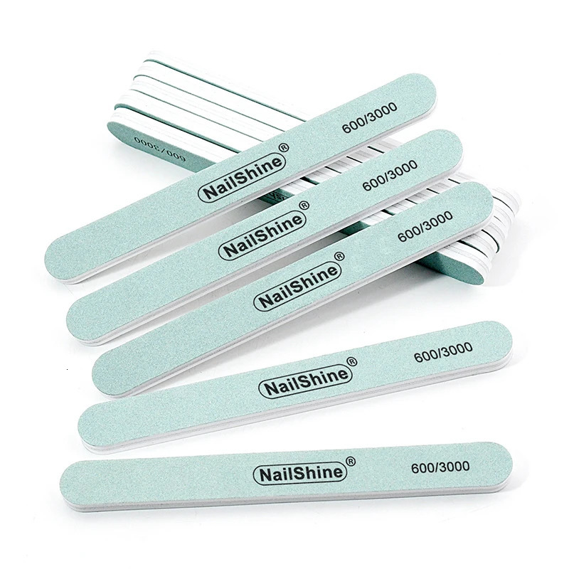 50/100Pcs Green White Nail Buffer File 600/3000 Straight Polishing Strip Nail Art Sanding Buffing Manicure Accessories And Tools 250214