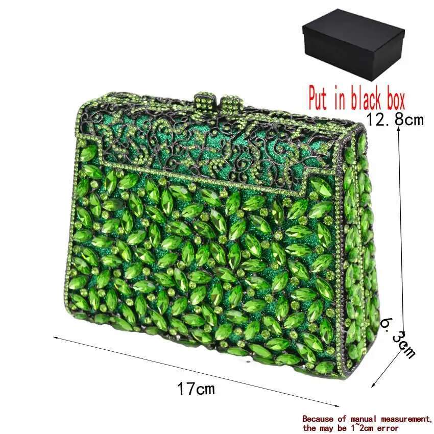 Gold Box Dia Women Clutch Bag Crystal Party Handbag Ladies Banquet Purse Fashion Pochette Prom Evening bag SC452