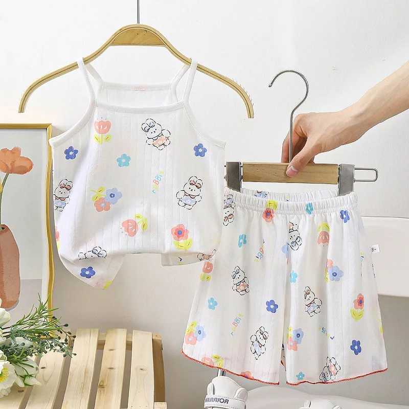 Baby Clothes Sets Summer Toddler Girl Strap Suits Cotton Printing Baby Boy Tops Tee and Shorts Infant Tracksuit Newborn Sets W250218