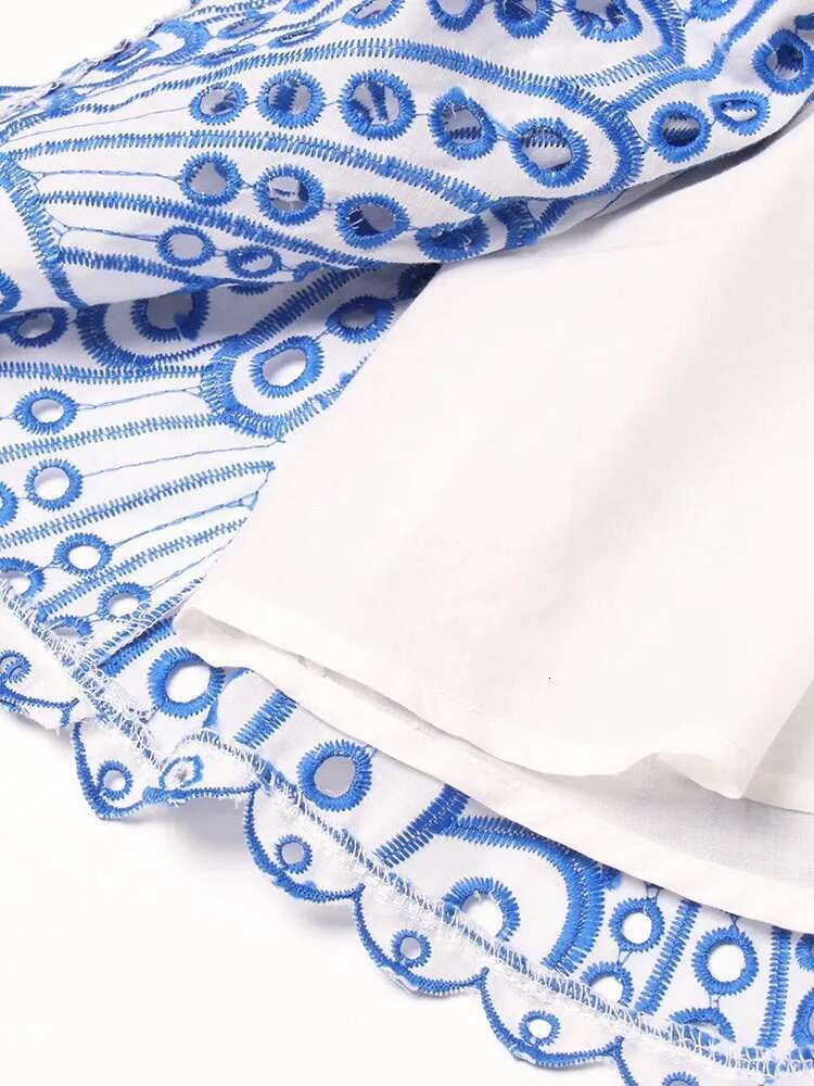 KBQ Embroidery Off Shoulder Sexy Dresses For Women Strapless Sleeveless High Waist Ruched Hollow Out Dress Female Fashion New