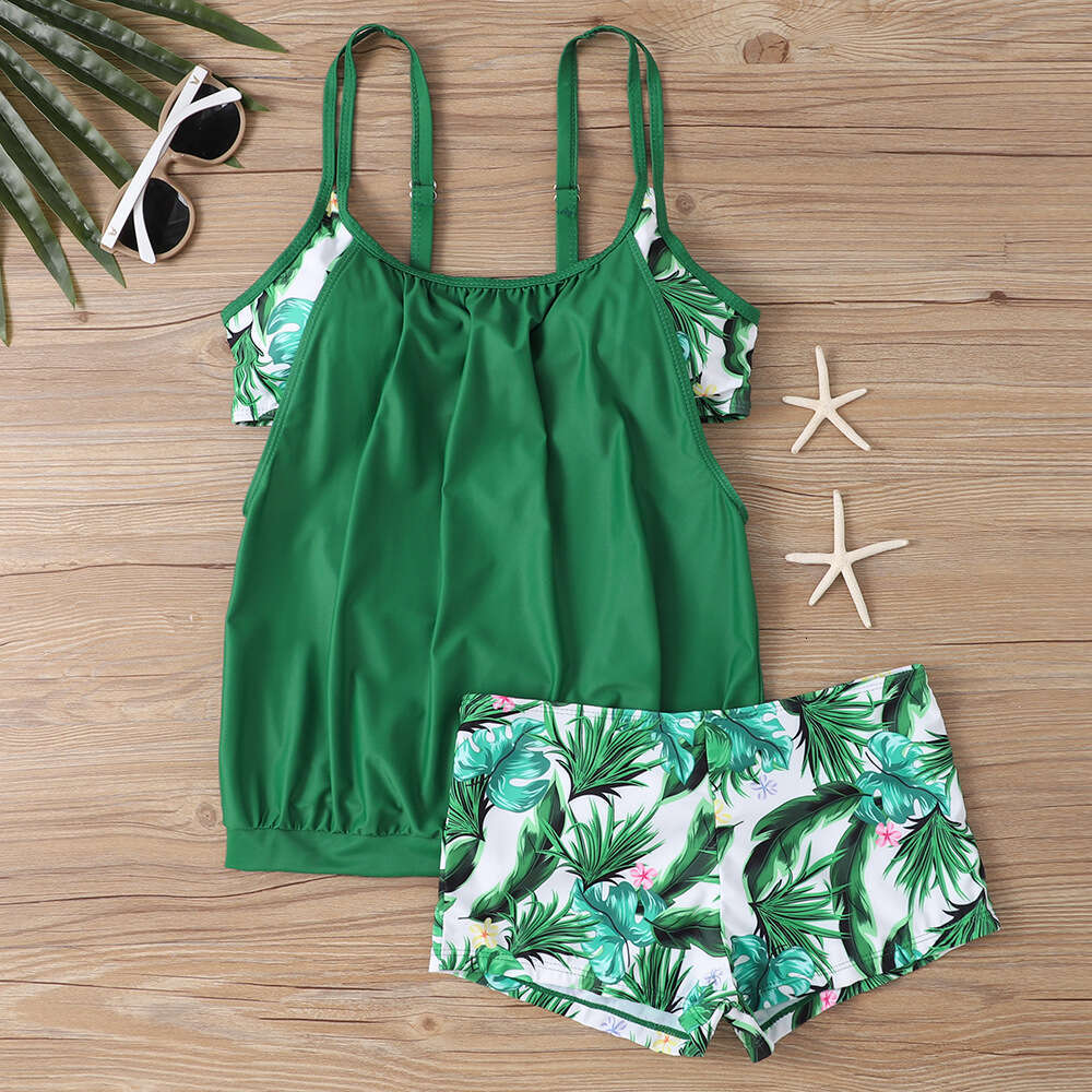 European and American plus size split bikini color printed two-piece swimsuit 2025 new casual versatile fashion clothing