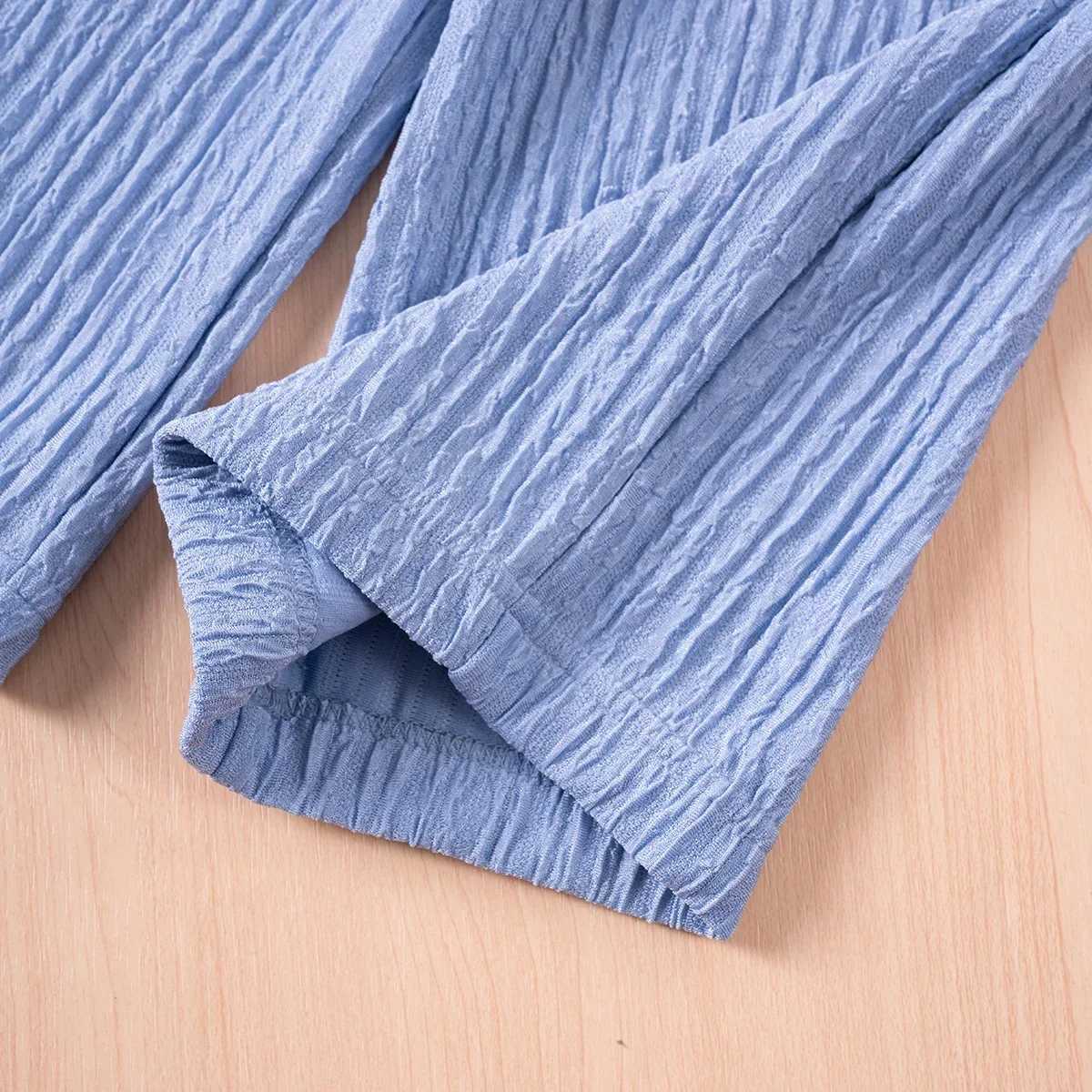 Girls Sweet Set Solid Color Double Layer Wave Edge Suspender Top+Slim Fit Pants 2-piece Set Summer Vacation Travel Set W250218