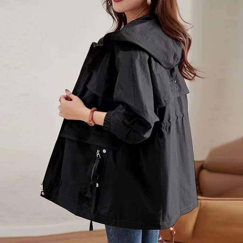Trench 2024 New Spring Autumn Korean Mid Long Loose Women Overcoat Windbreaker Female Outerwear Basic Coat Ing