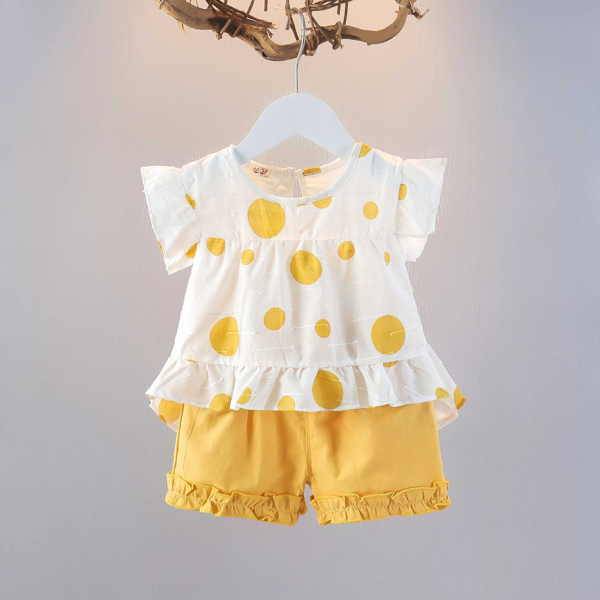 Baby girl two-piece summer cute polka dot top girl two-piece cute girl beach set W250218