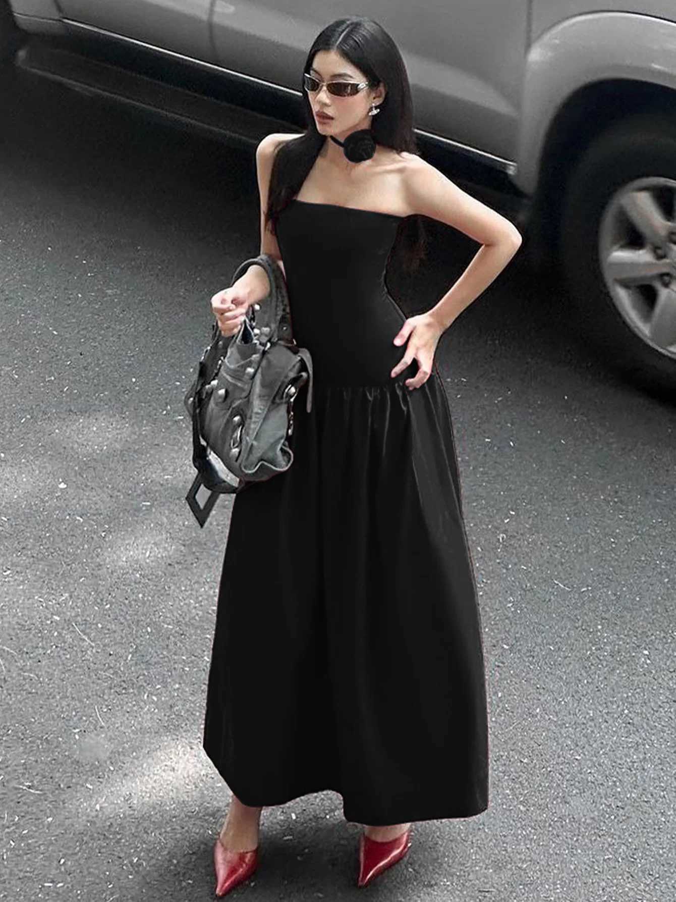 Basic Casual Dresses Lygens Elegant Evening Strapless A Line Prom Dress 2204 Fashion Y2K Korean Solid Strtwear Party Ladies Clothes Casual H25217