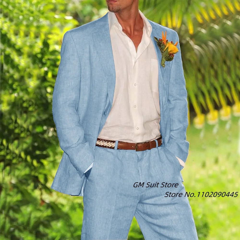 Four Seasons Linen Mens 2-piece Coat Set Elegant Mens Fashion Mens Wedding Dress Mens Wedding Dress Mens Clothing 250214